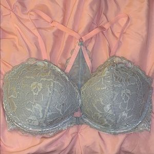 Date razerback light blue & peach Pink bra